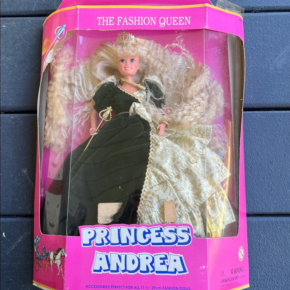 Princess Andrea Fashion Doll with Black and Gold Dress.. New in Box